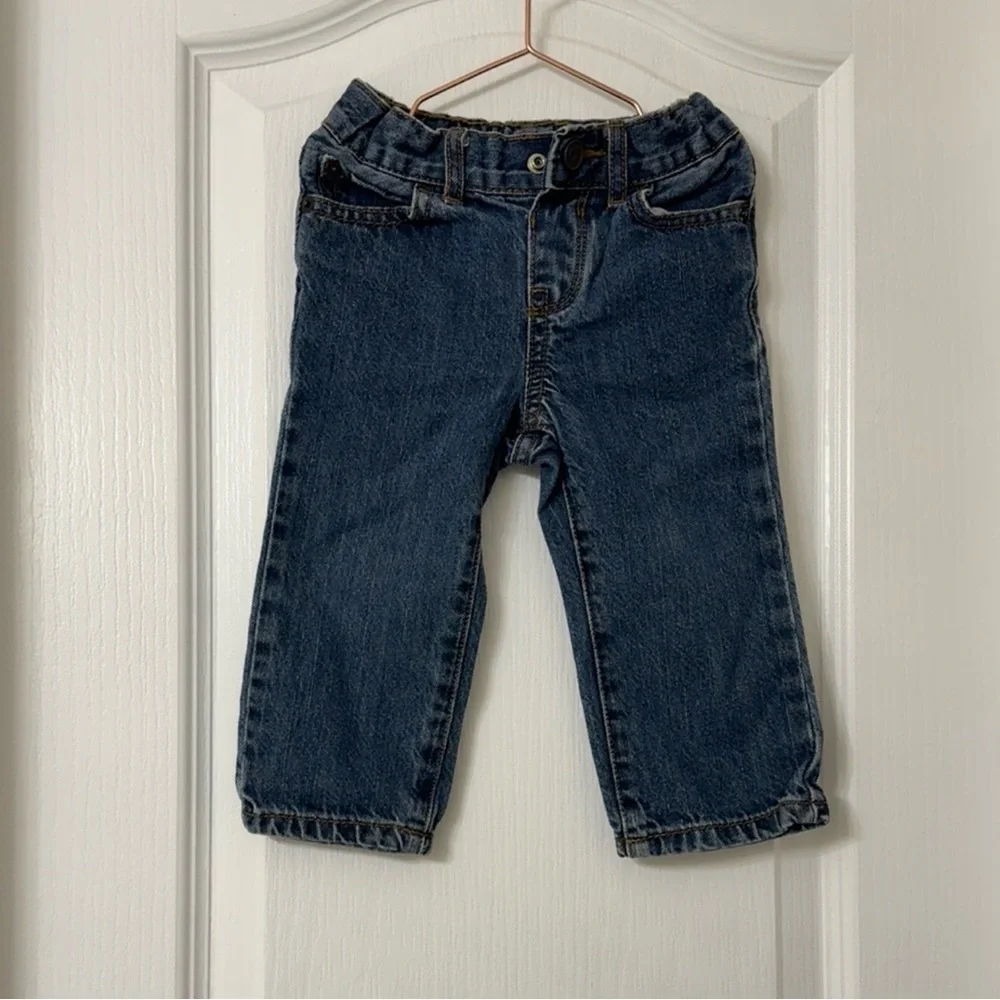 The Children's Place Boy's 9-12 M Straight Leg Jeans Blue Pockets Denim